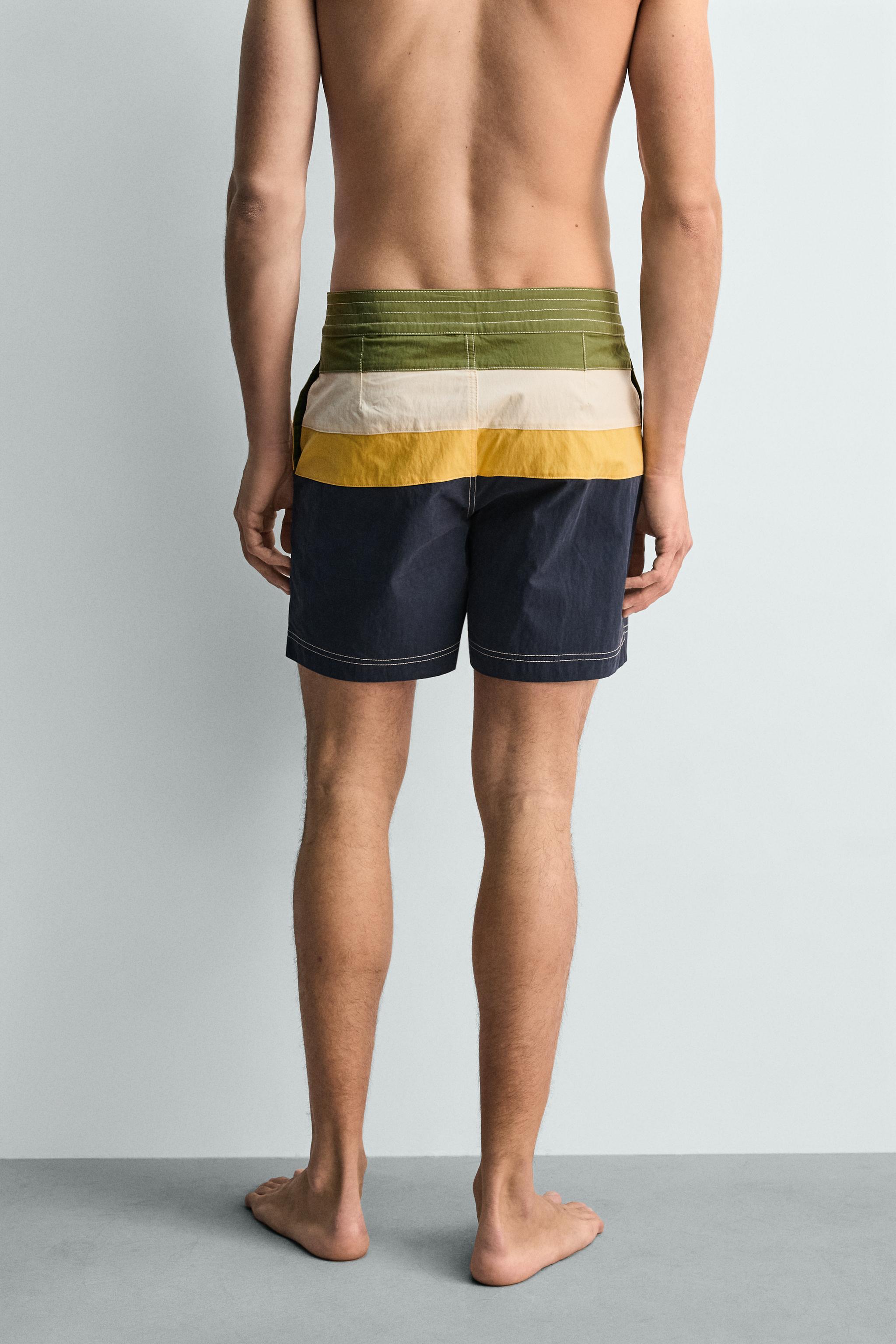 MAILLOT DE BAIN LONG À BANDES